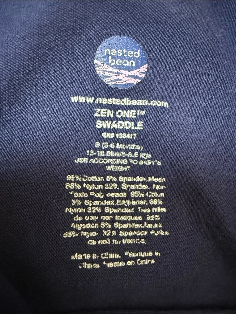 Nested Bean Zen One Weighted Baby Swaddle Sleep Sack Navy - Small (3–6 Months)
